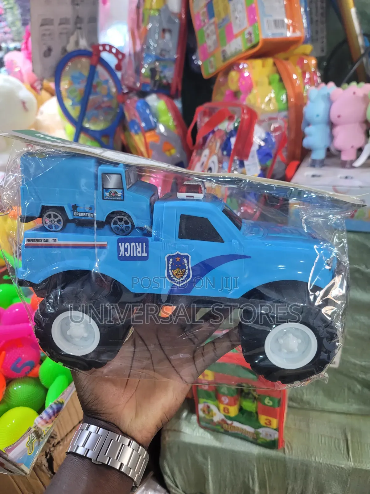 Large Blue Off-Road Police Monster Truck Toy