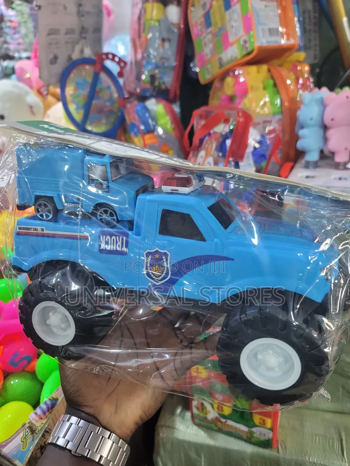 Large Blue Off-Road Police Monster Truck Toy