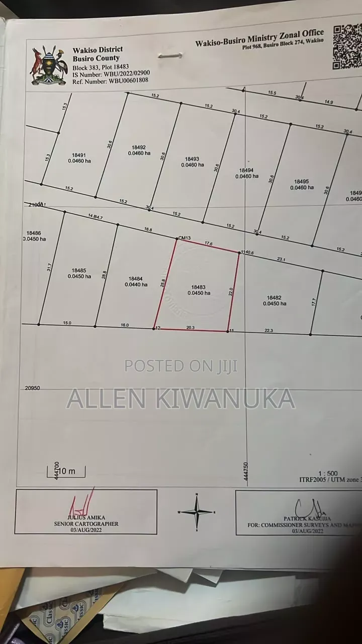 Quick Sale 100*50ft Land Title Kitende