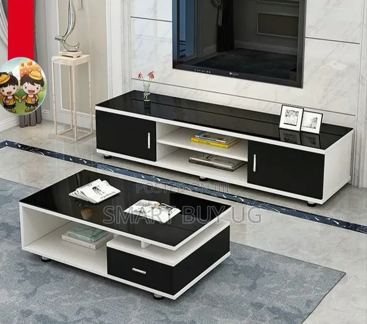White TV Stand/Classic Center Table/TV Stand/Glass Center Table