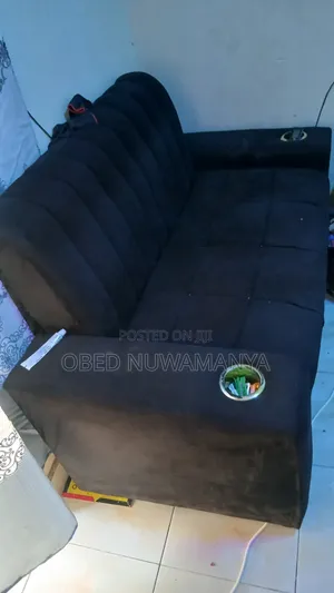 Modern Sofa Set Two Seater Black Colour With Cup Holders