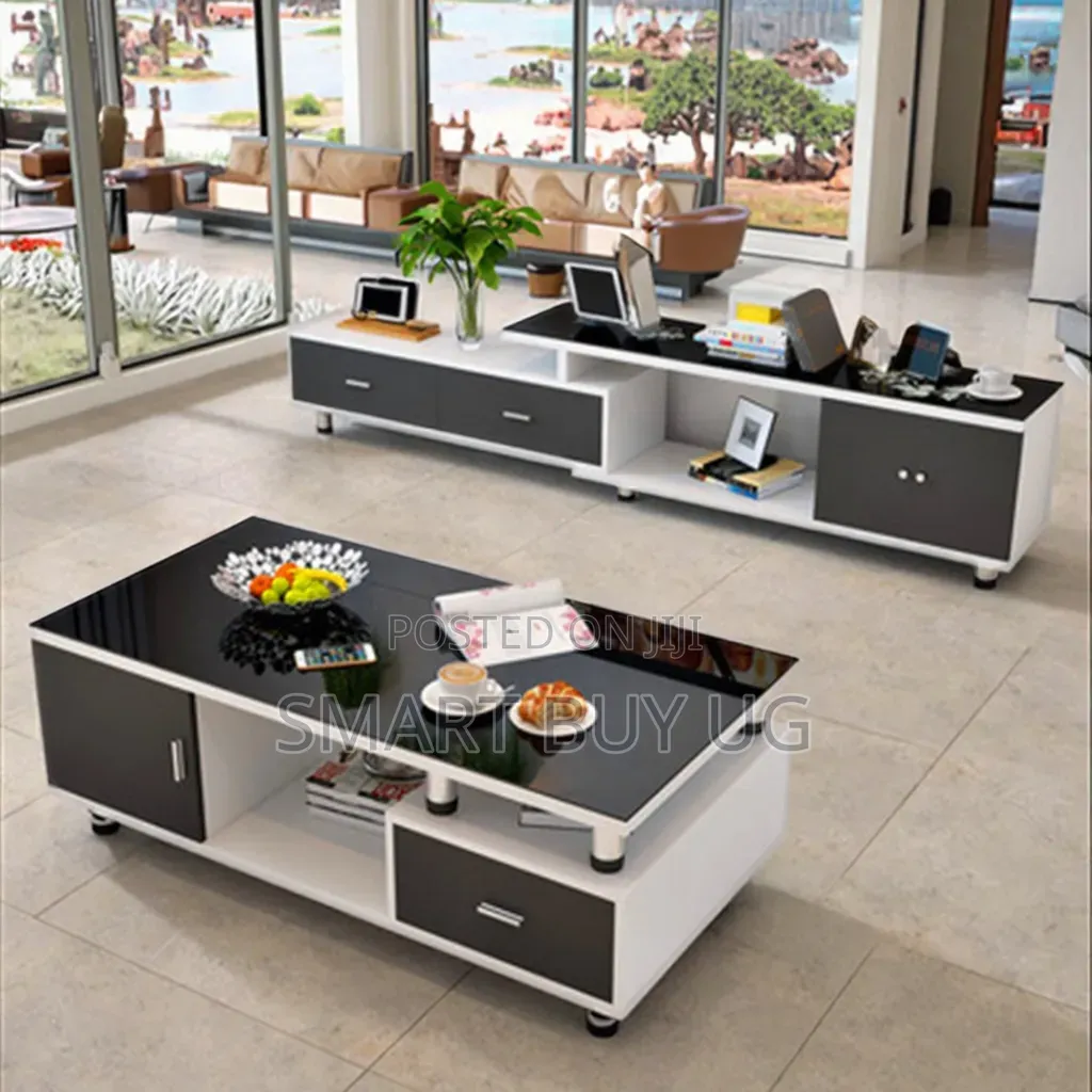 Wooden TV Stand/Center Table/Glass Center Table/TV Stand Unit White