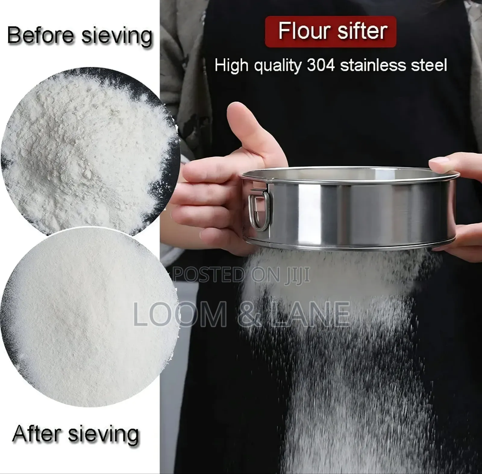 Stainless Steel Round Flour Sieve and Sifter With a Fine Mesh Screen