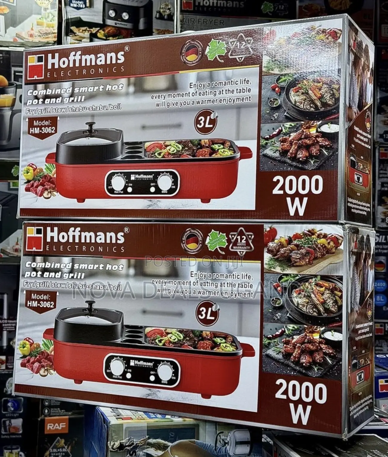 Hoffmans HM-3062 3L 2000W 2-in-1 Electric Hot Pot & Grill