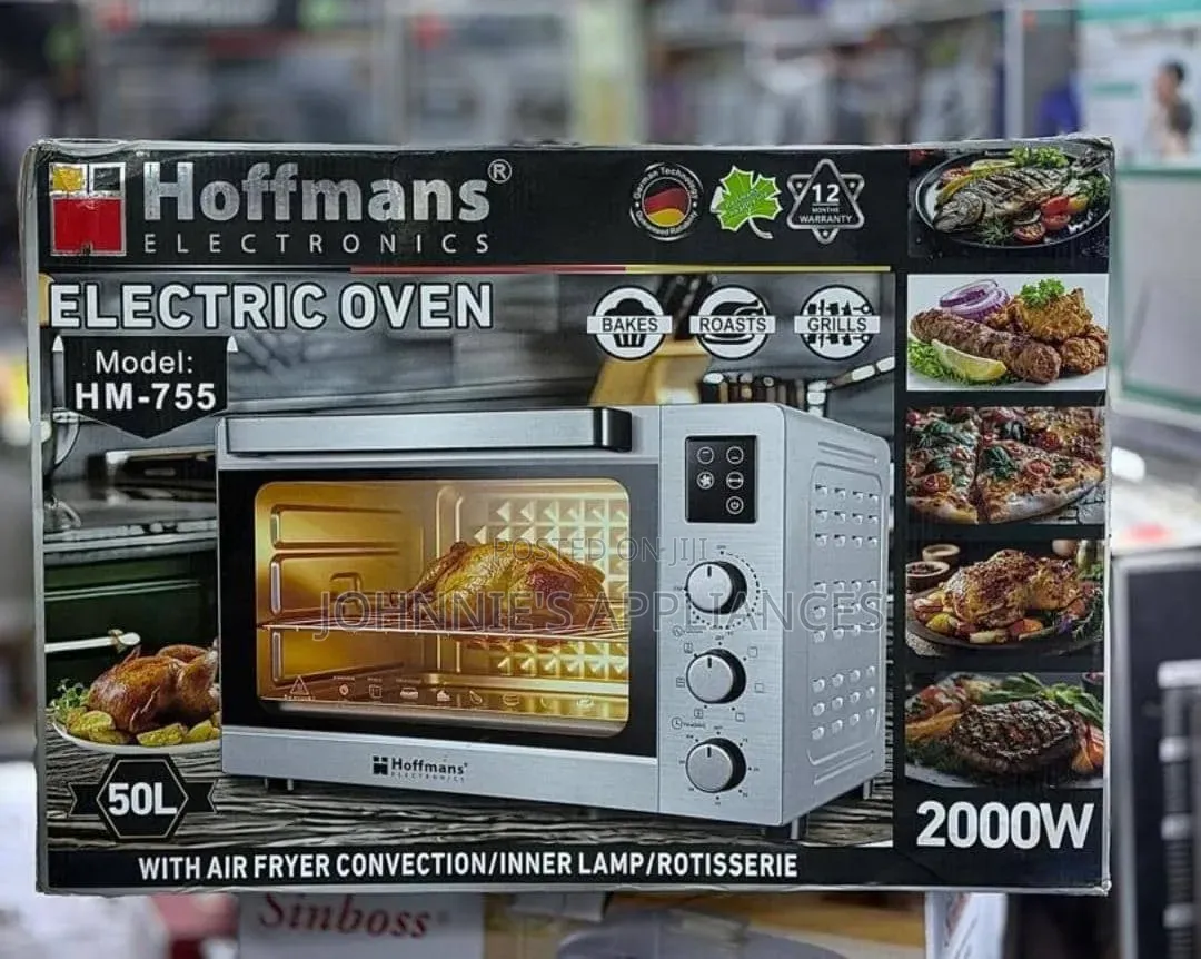 Hoffmans HM-755 50L Electric Oven – 2000W With Air Fryer & Rotisserie