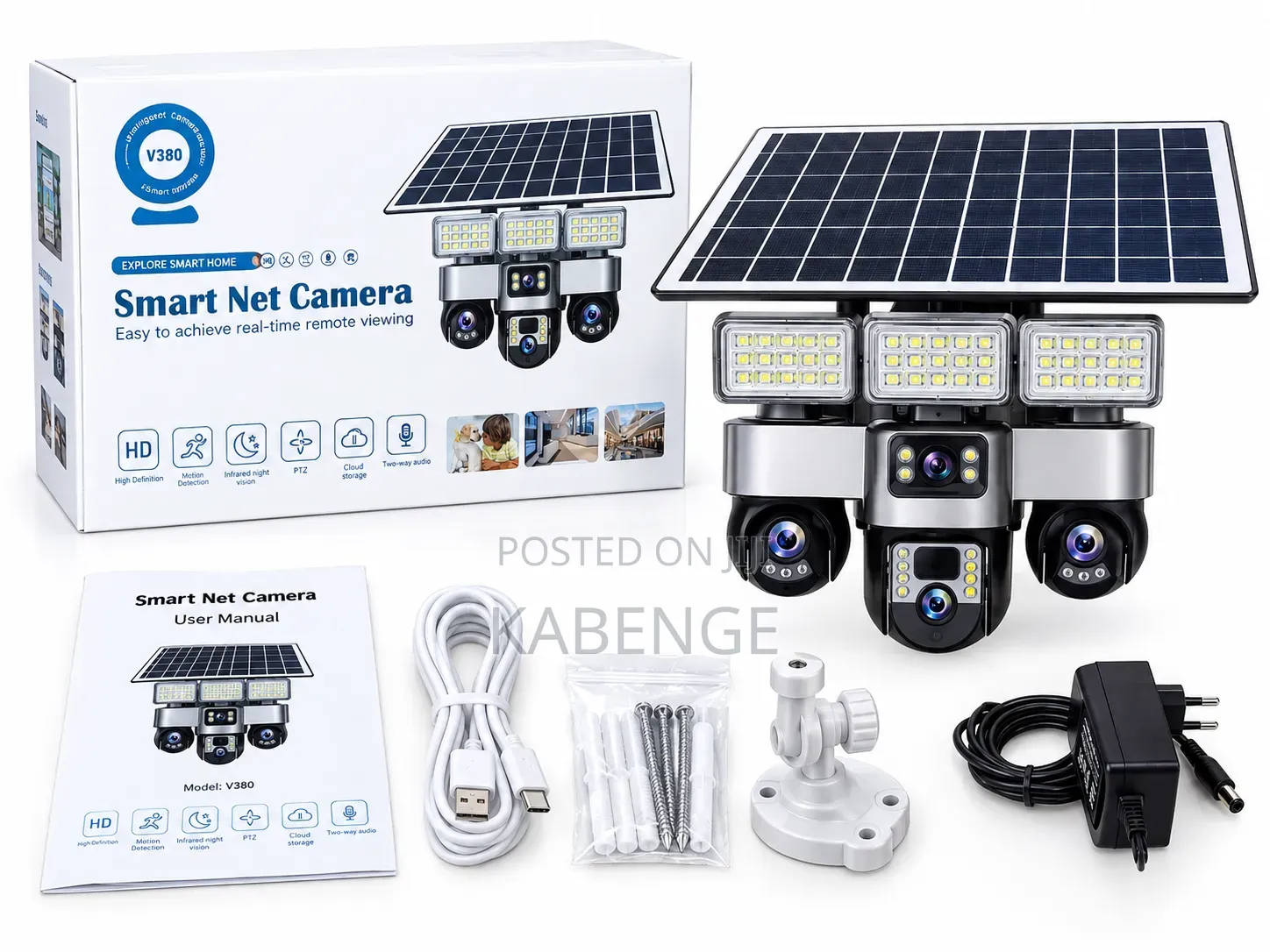 V380 Smart Net Camera Triple-Lens Outdoor Solar