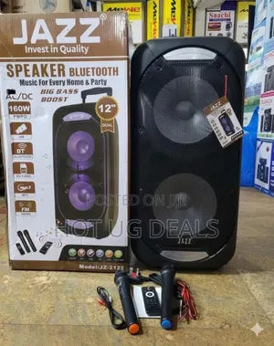 Jazz 12" Dual Bluetooth Party Speaker (160W PMPO) With Wireless Mics