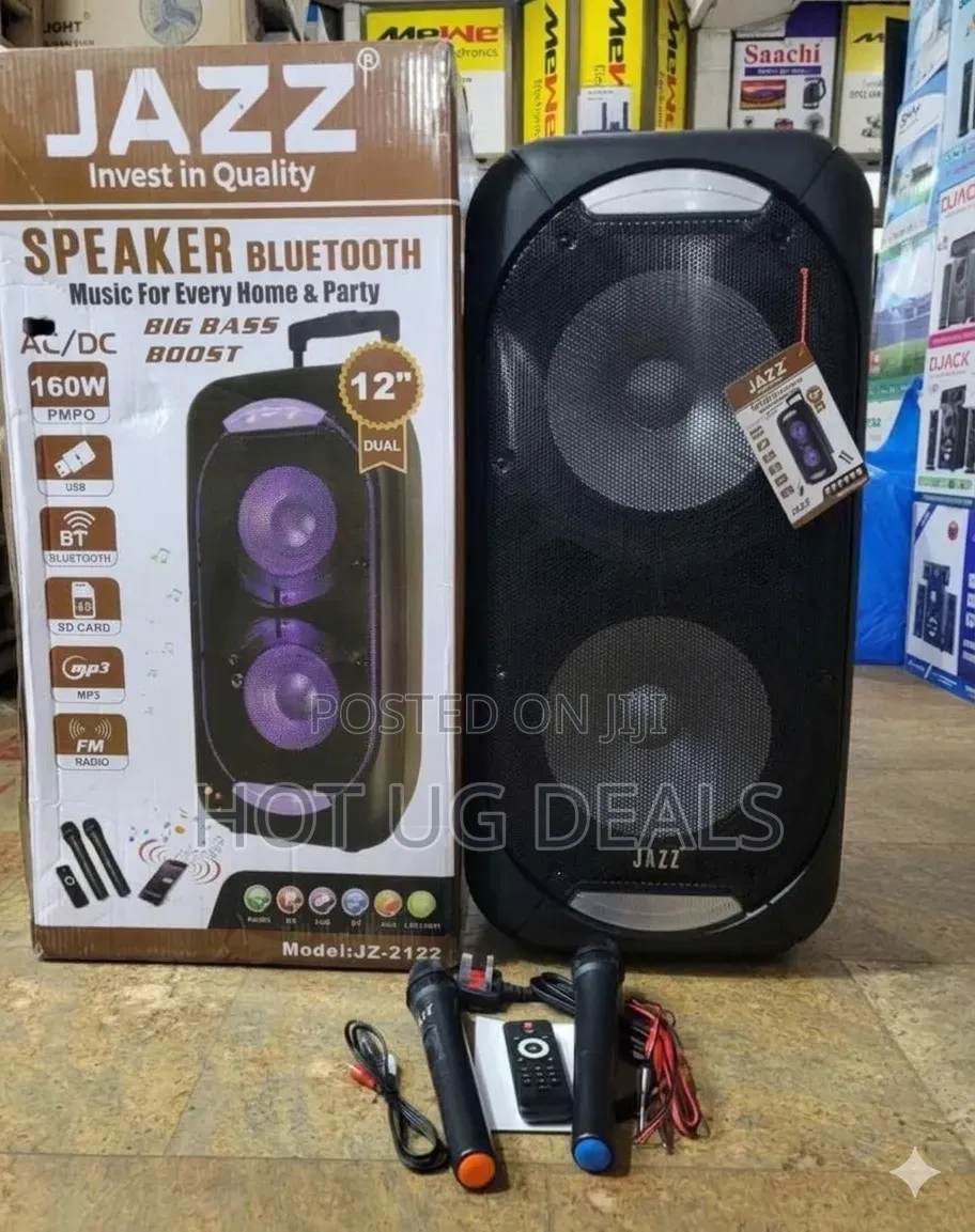 Jazz 12" Dual Bluetooth Party Speaker (160W PMPO) With Wireless Mics