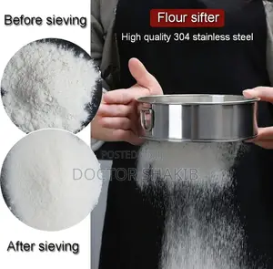 Stainless Steel Round Flour Sieve and Sifter With a Fine Mesh Screen