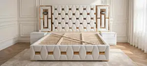 6x6 Luxury Royal Bed for Sale in Mengo, Kampala White With Gold Design