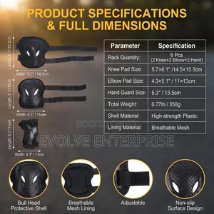Adult Knee Pads Elbow Pads Wrist Guards Protector 6 in 1 Gear Set