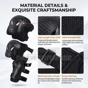 Adult Knee Pads Elbow Pads Wrist Guards Protector 6 in 1 Gear Set