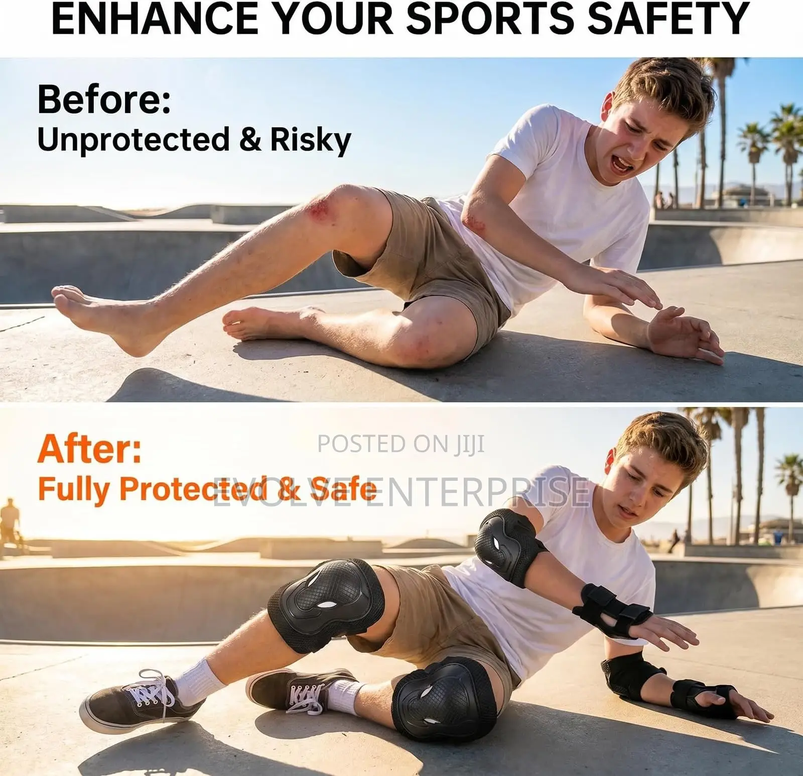 Adult Knee Pads Elbow Pads Wrist Guards Protector 6 in 1 Gear Set