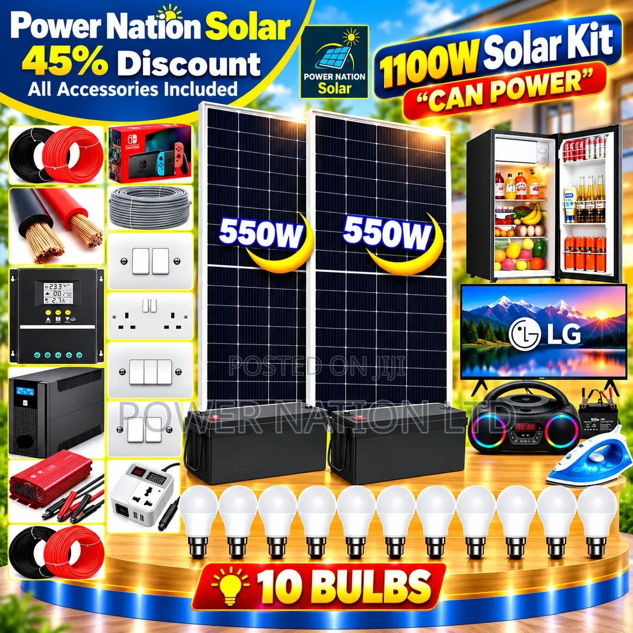 1100w Massive Clean Energy Solar System Full Kit