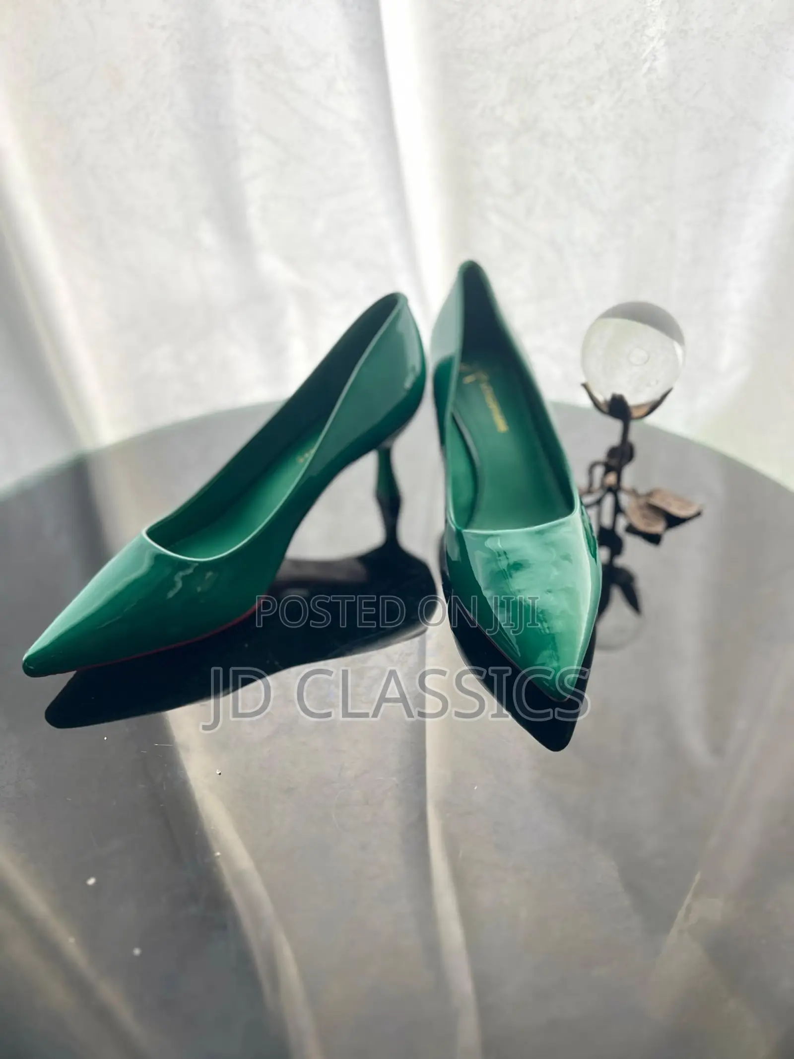 Green Ladies Slingback Low Heel Office Shoes