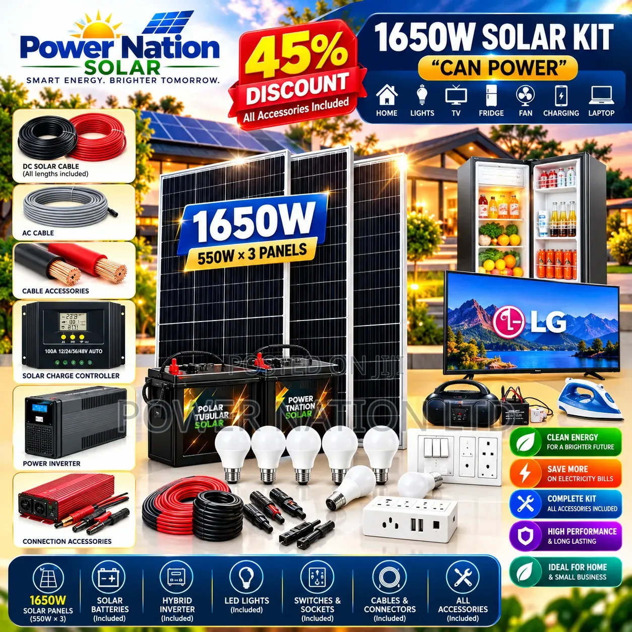 1650w Massive Clean Energy Solar System Full Kit