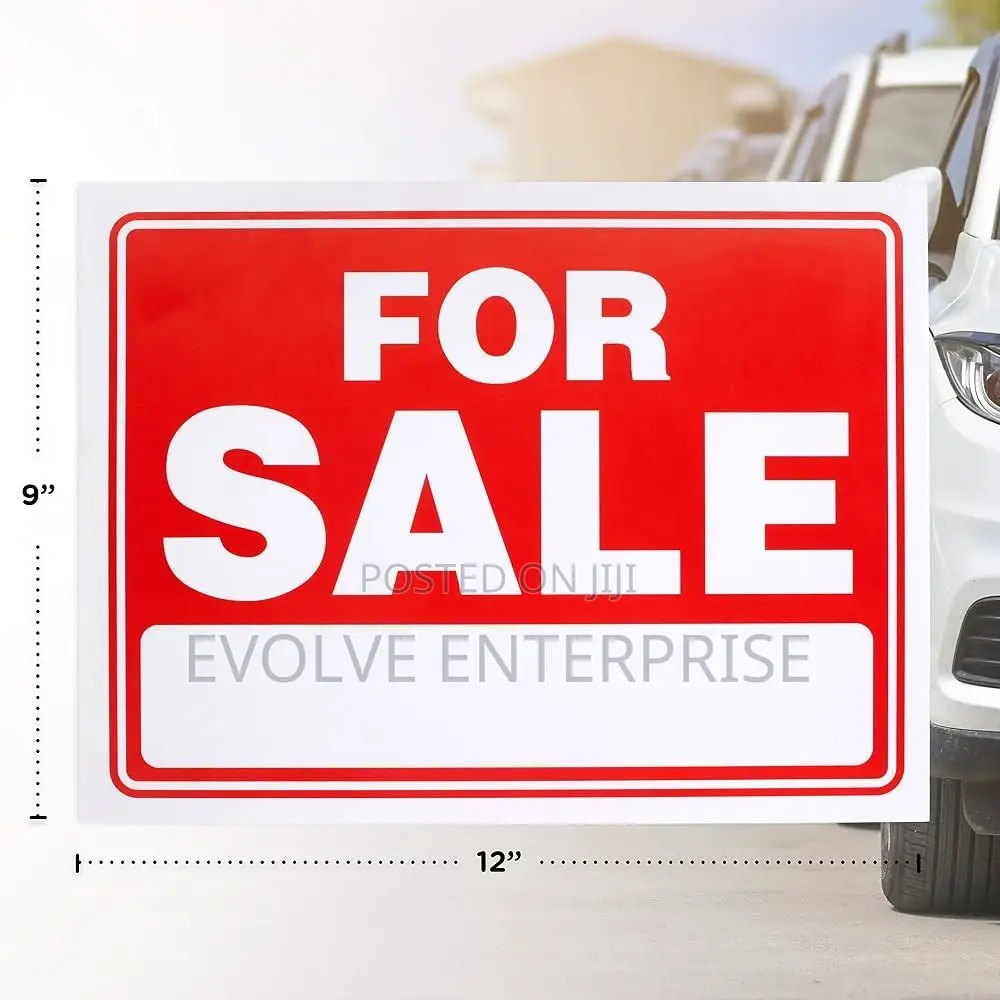 Sale Sign for Car and Auto Sales 9" X 12" - Rust Free Clear & Visible