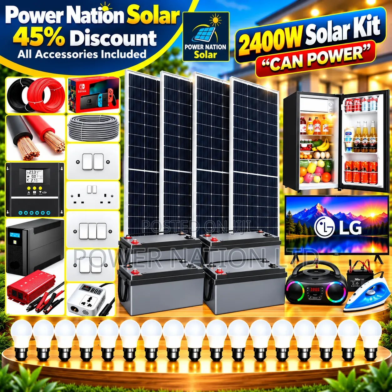 2400w Massive Clean Energy Solar System Full Kit