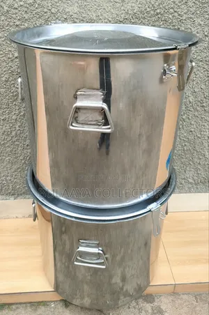 UK Used Large, Commercial-Grade 60L Stainless Containers/Saucepans.