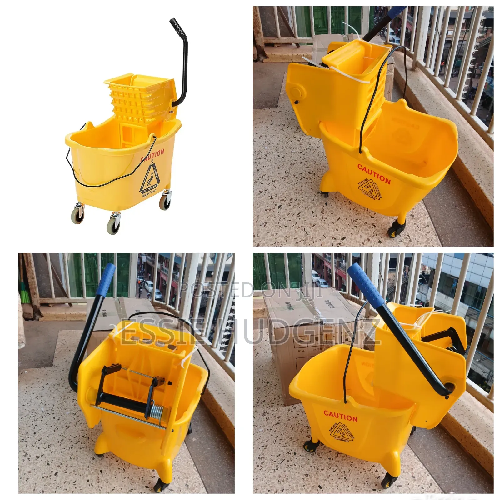 Commercial Mop Bucket With a Side-Press Wringer and Swivel Wheels.24L