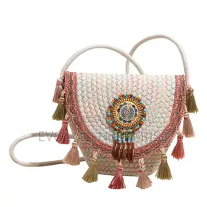 Bohemian Beaded Fringe Cross Body Bag Retro Shoulder Bag Ethnic Beach