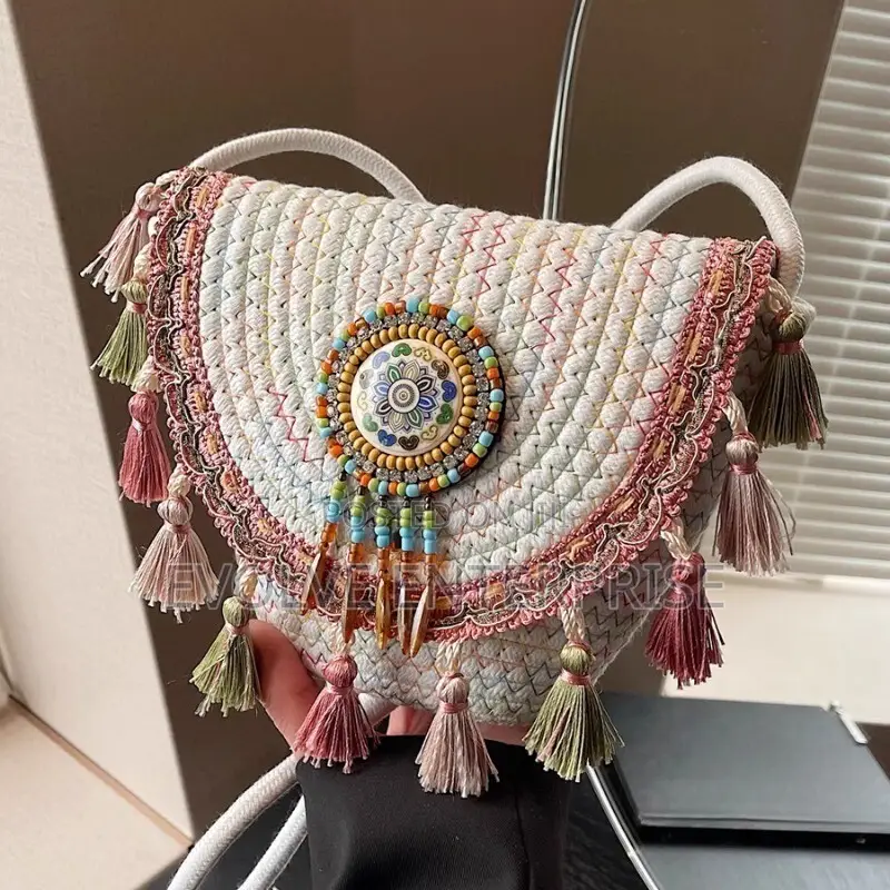 Bohemian Beaded Fringe Cross Body Bag Retro Shoulder Bag Ethnic Beach