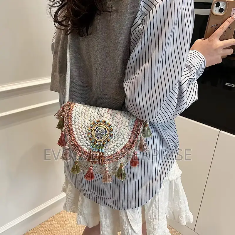Bohemian Beaded Fringe Cross Body Bag Retro Shoulder Bag Ethnic Beach