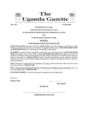 Name Change Processing and Documentation ( Gazette)
