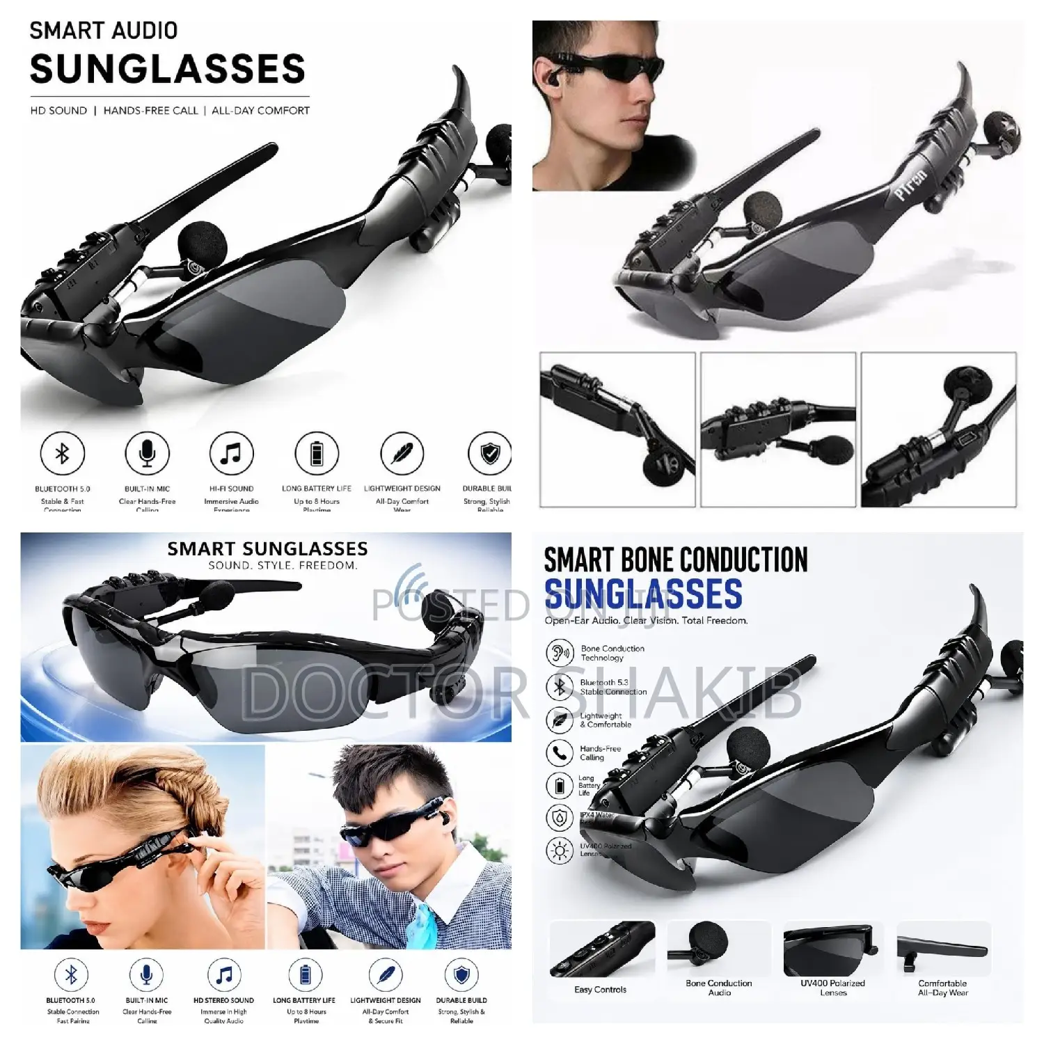 Wraparound Smart Bluetooth Audio Sunglasses