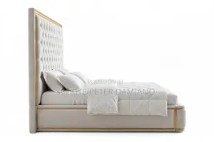6x6 Luxury Royal Bed for Sale in Mengo, Kampala White With Gold Design