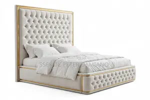 6x6 Luxury Royal Bed for Sale in Mengo, Kampala White With Gold Design