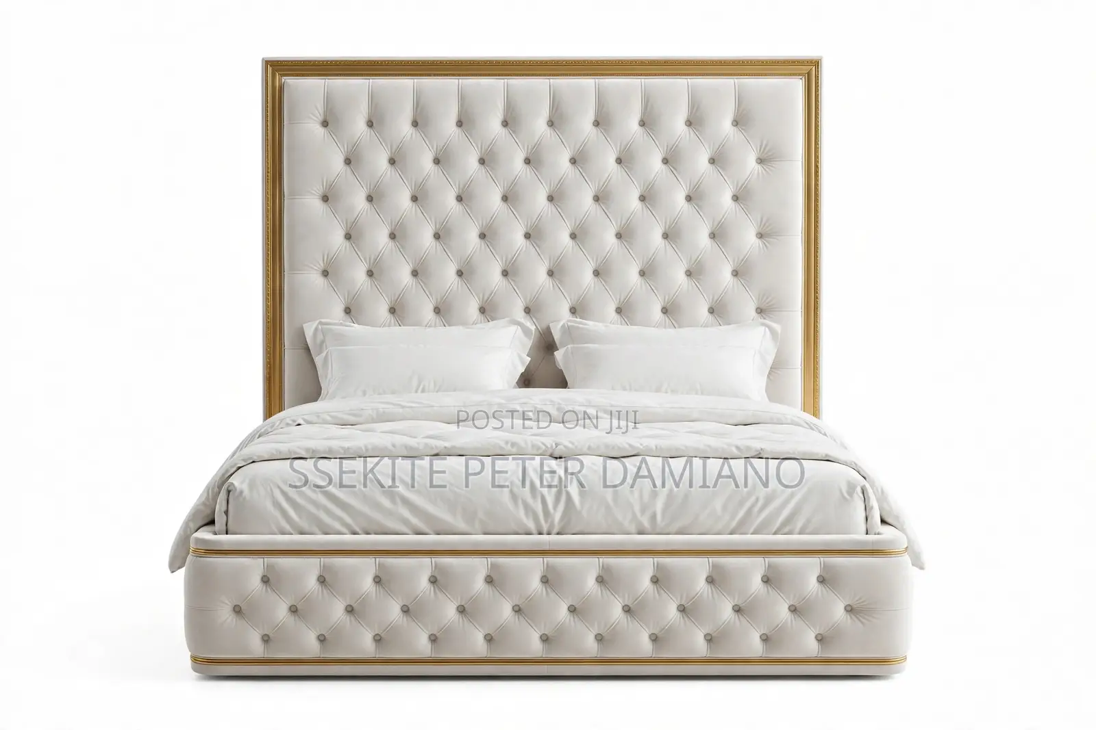6x6 Luxury Royal Bed for Sale in Mengo, Kampala White With Gold Design