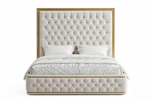 6x6 Luxury Royal Bed for Sale in Mengo, Kampala White With Gold Design