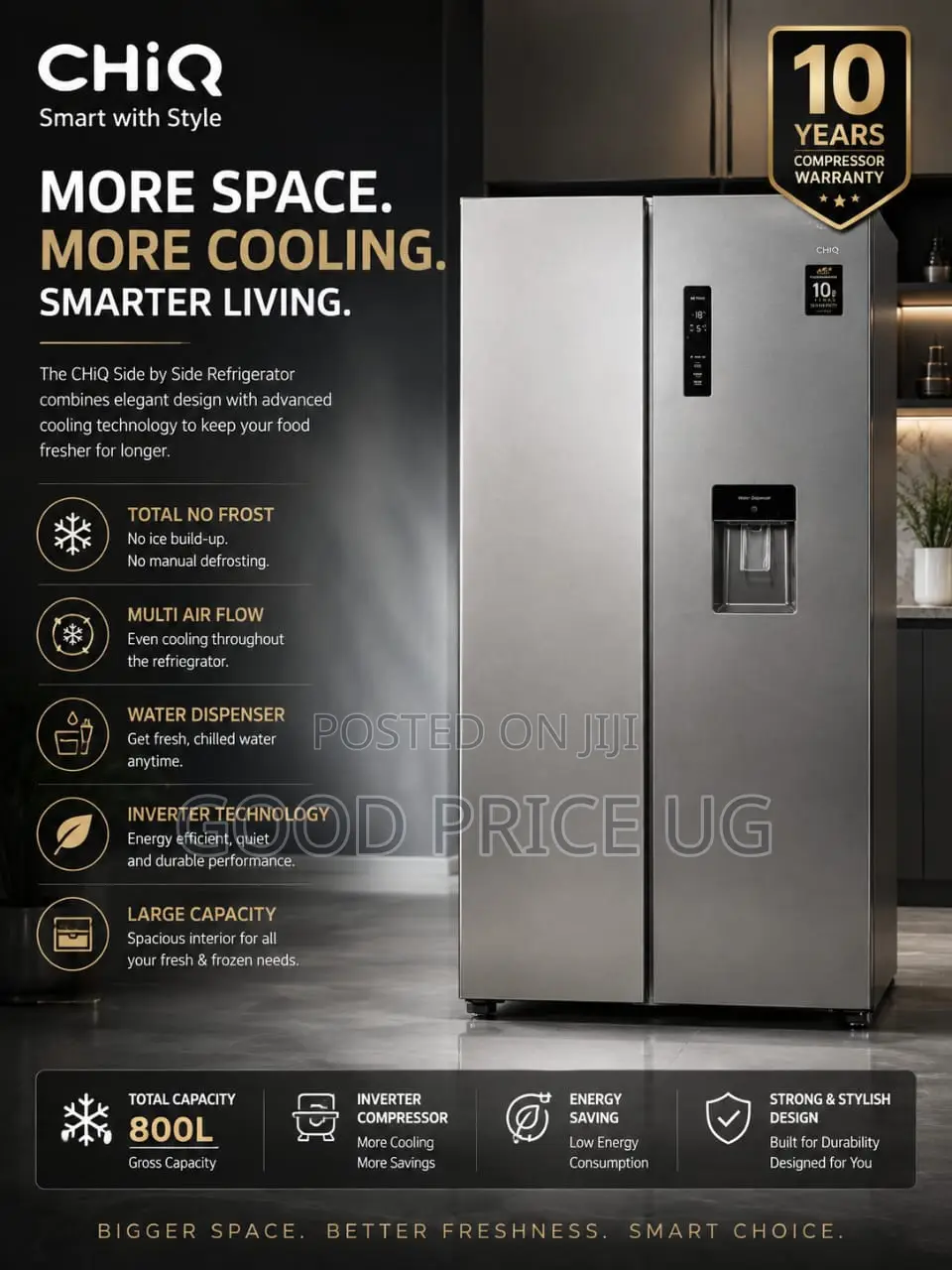 CHiQ Side by Side Refrigerator Features 800L