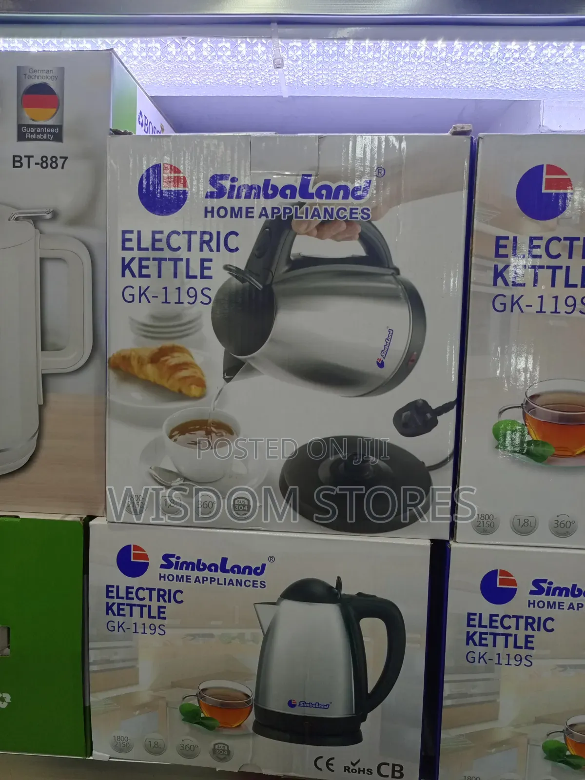 Simbaland Electric Kettle GK-119S (1.8L, Stainless Steel).