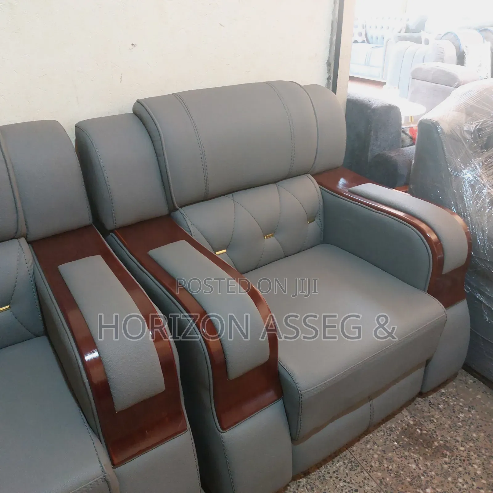 Sofa Premium 6 Seater Leather Brown