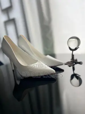 White Patent Red Sole Pointed Toe Stiletto Pumps - Size 39