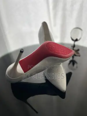 White Patent Red Sole Pointed Toe Stiletto Pumps - Size 39