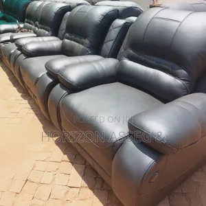 Black Leather Sofa 6 Seater