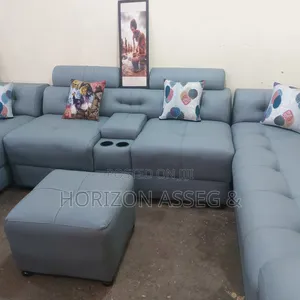 Sofa 7 Seater Premium Gray Leather