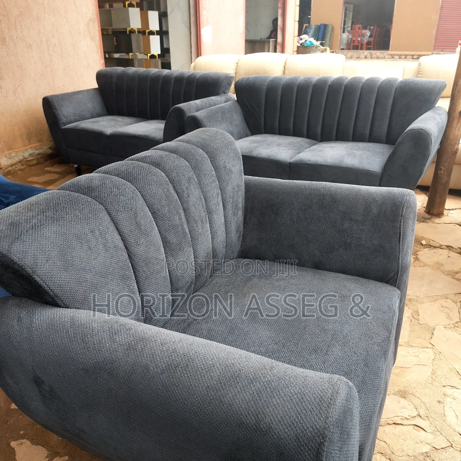 Fabric Sofa 5 Seater Gray