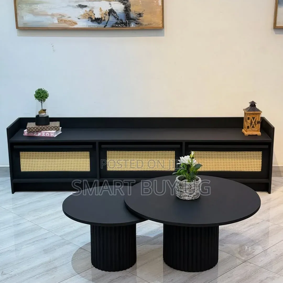 TV Stand/Center Table/Black TV Stand/Classic Center Table 1.8m Black