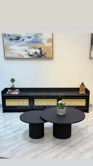 TV Stand/Center Table/Black TV Stand/Classic Center Table 1.8m Black