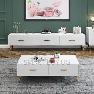 TV Stand/Center Table/White TV Stand/Classic Center Table 180cm White