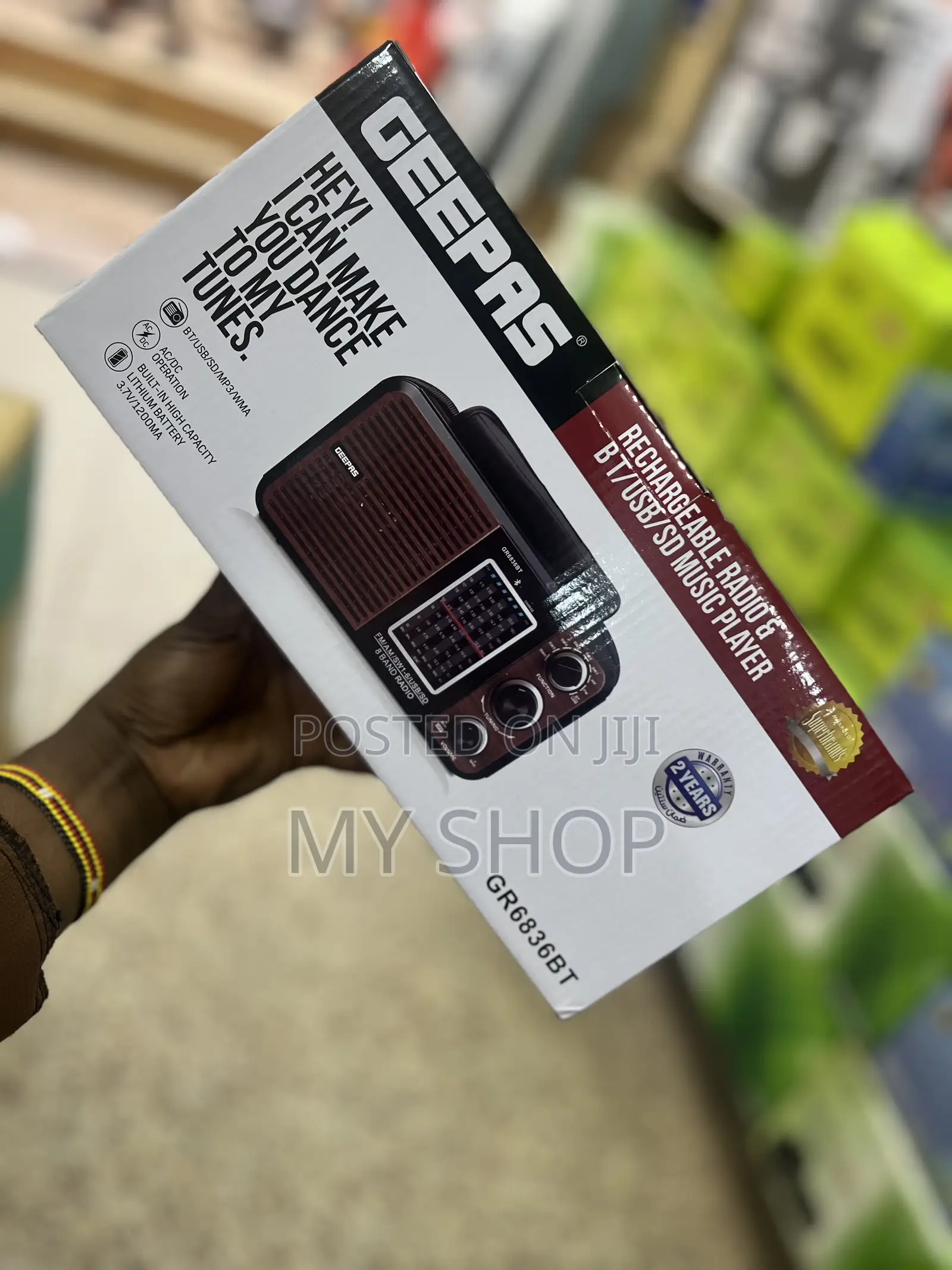 Geepas Rechargeable Radio &BT, USB, SD Music Player