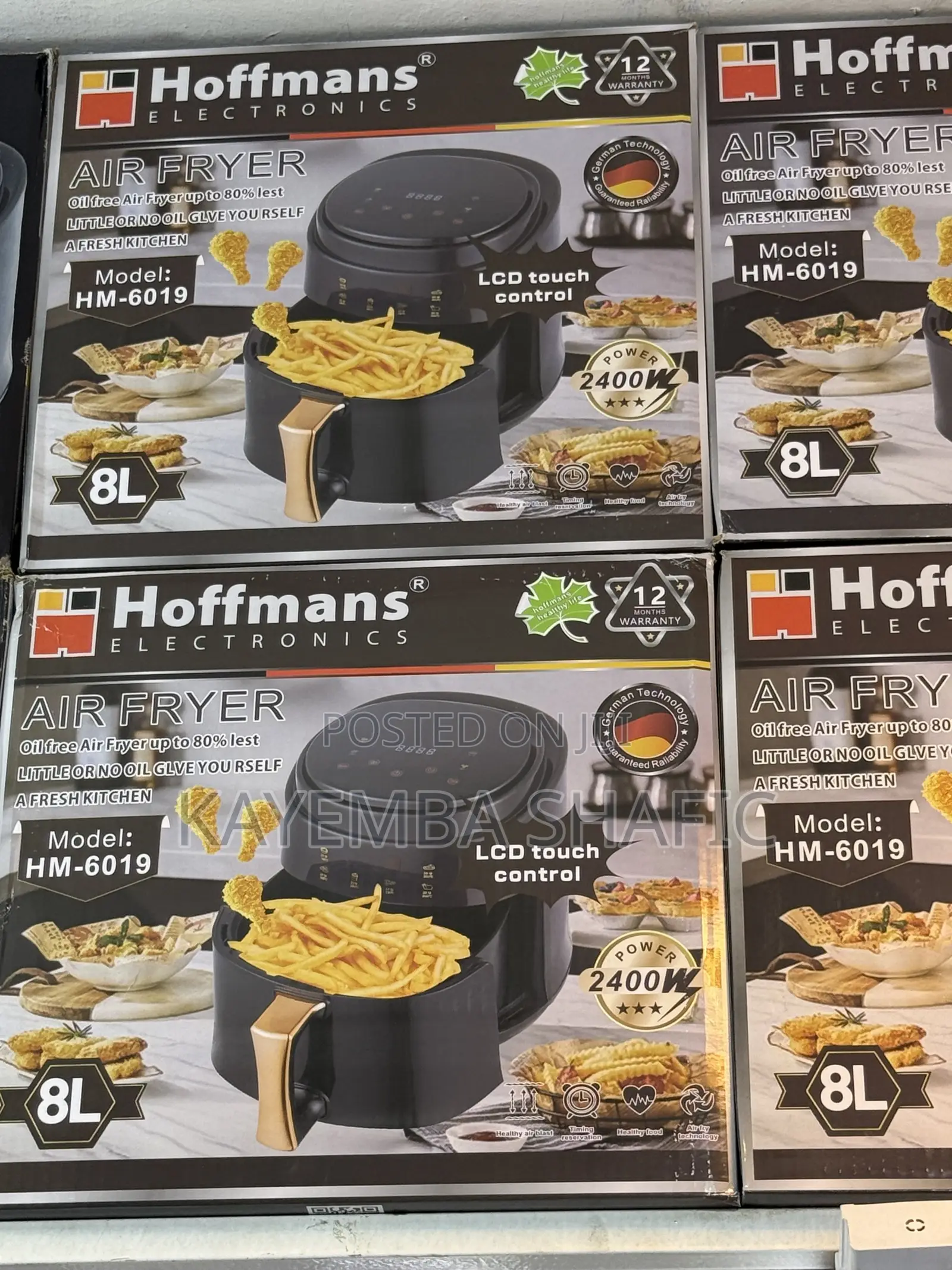 Brand New Hoffmans 8L Digital Air Fryer 2400W (HM-6019) Black