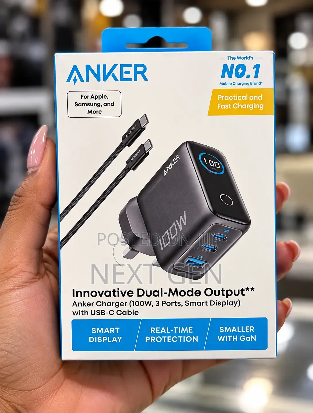 Anker 100W 3-Port USB-C Fast Charger With a Smart Display