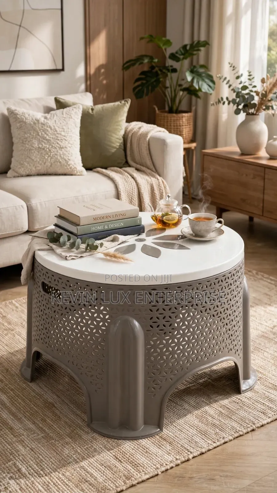 Round Flower Stool Table