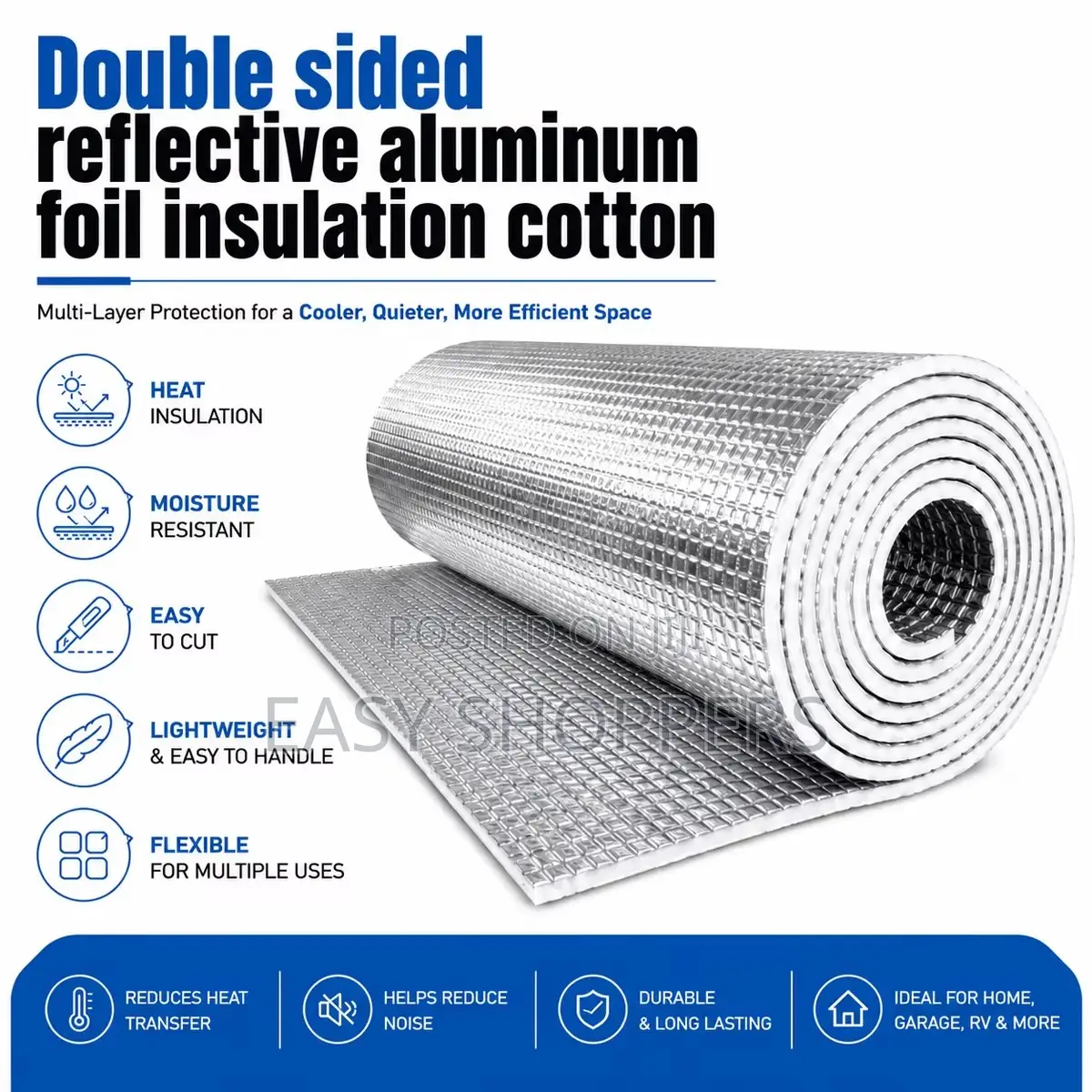Double-Sided EPS Thermal Insulation 90cmx50m Roll Roof Insulation