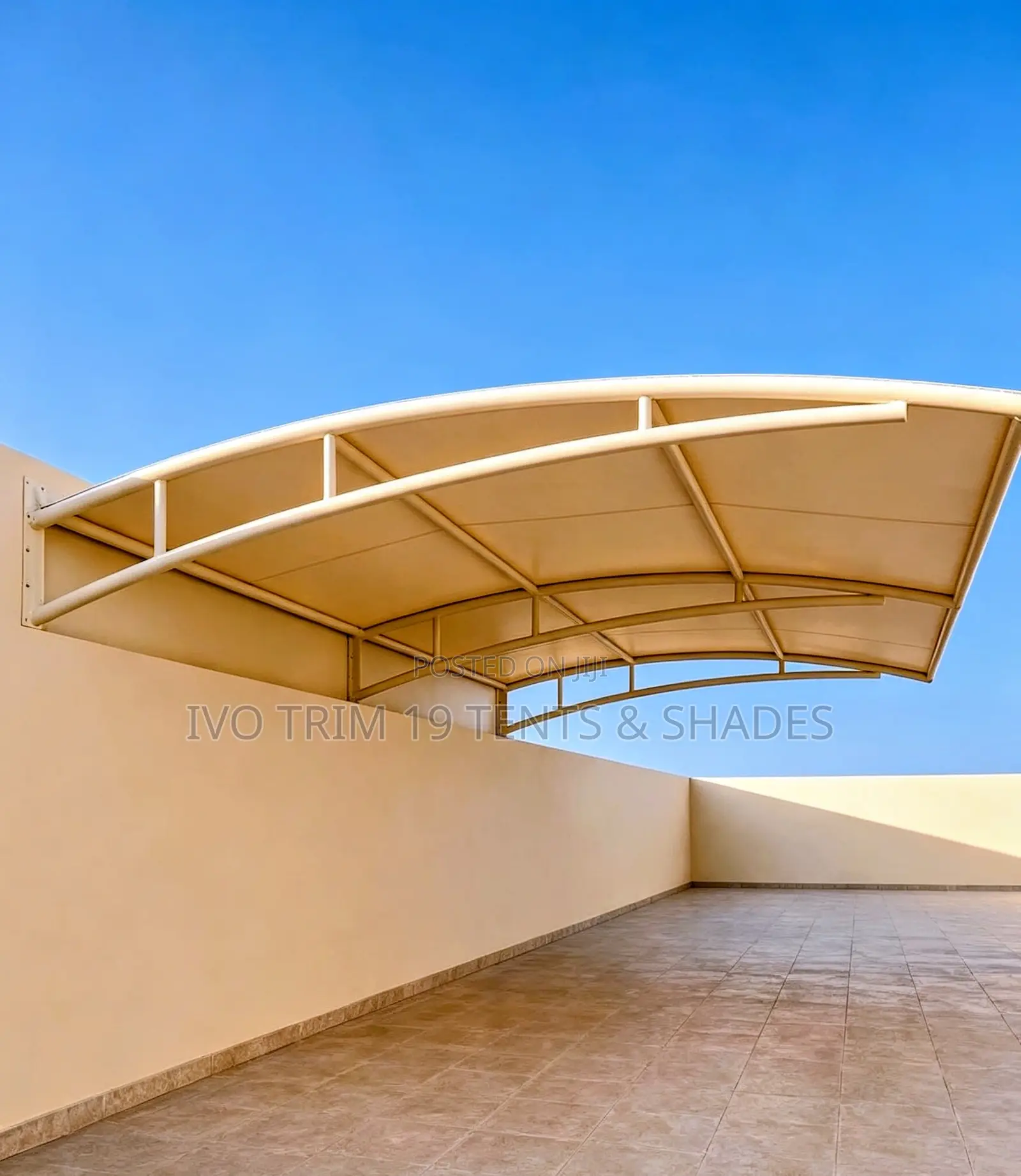 Wall-Mounted Curved Cantilever Awning Shade